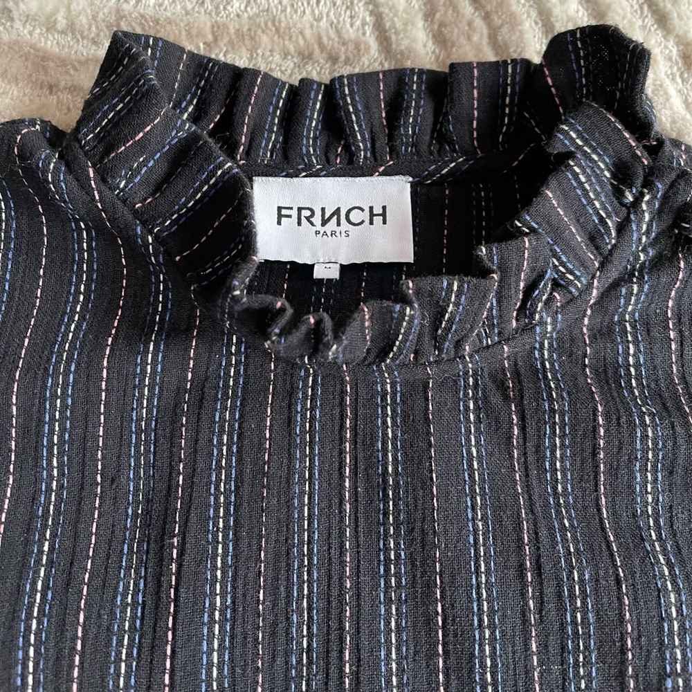 FRNCH Paris Navy Blue Pleated Collar.